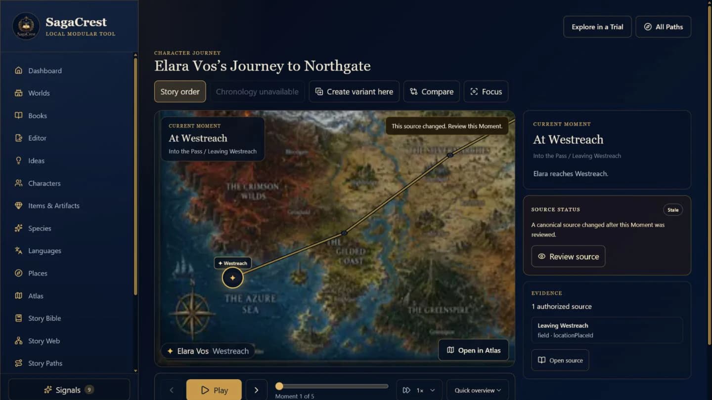 See the roads a story could take shown in the real SagaCrest author application